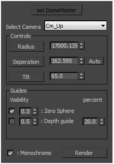 Fulldome 3D For Everybody - Toolset UI as seen in 3ds Max